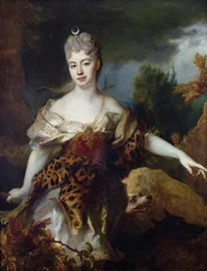 Portræt af Mademoiselle de Barral som Diana, ca. 1714